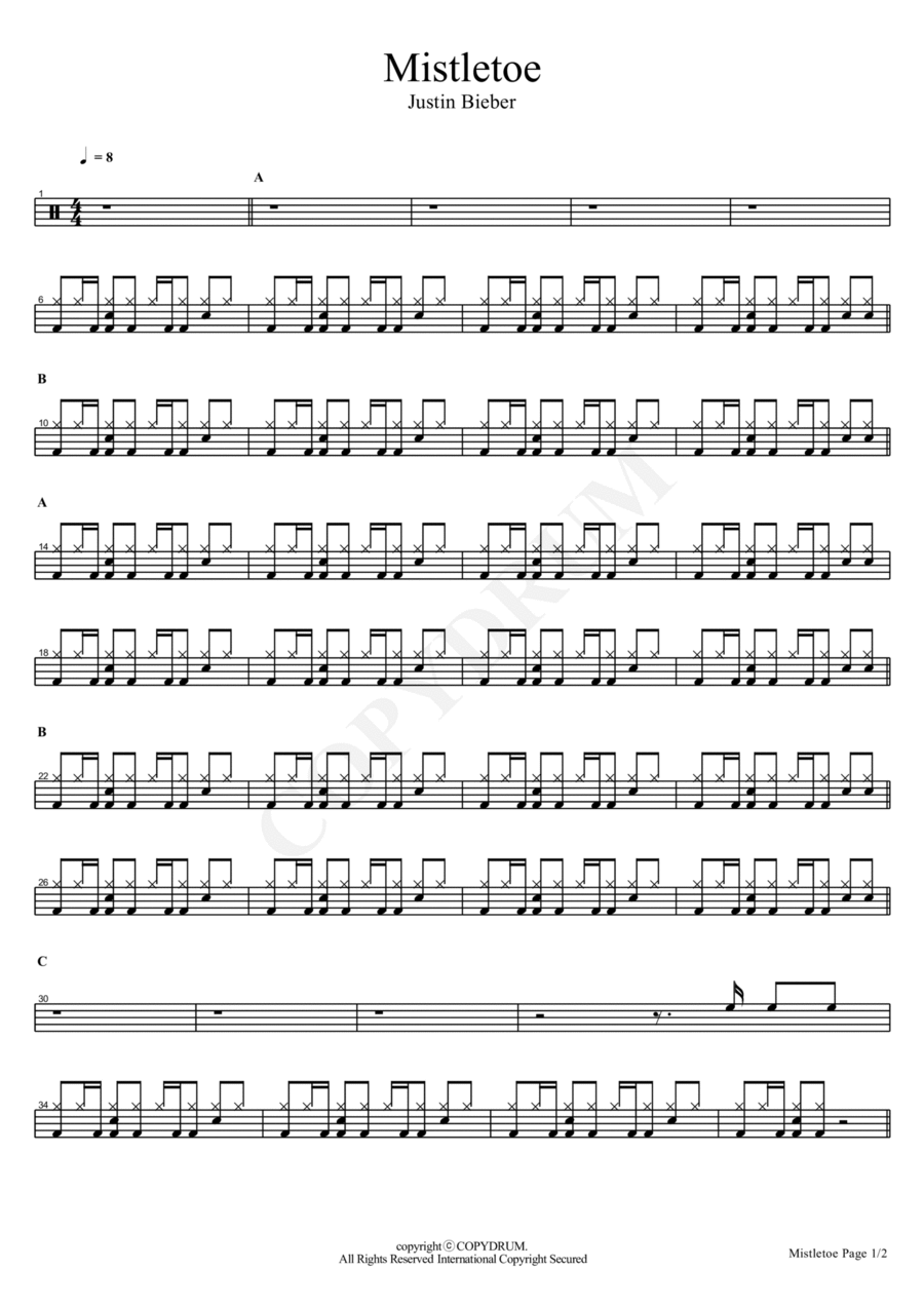 Mistletoe Drum Set scores gallery preview page 1
