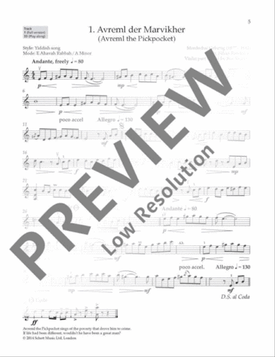 Klezmer Fiddle Tunes Violin Solo scores gallery preview page 6