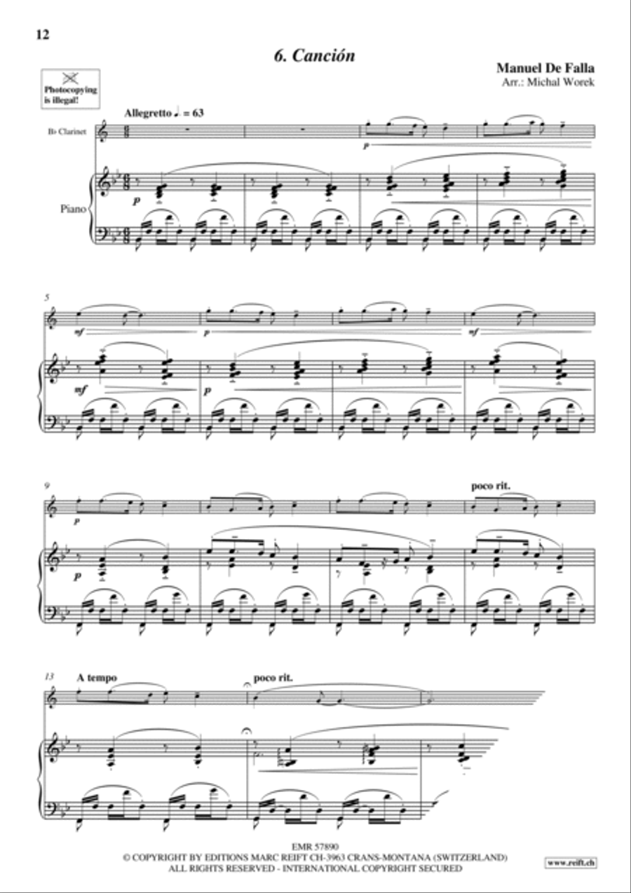 7 Popular Spanish Songs 7 Popular Spanish Songs Clarinet Solo scores gallery preview page 9