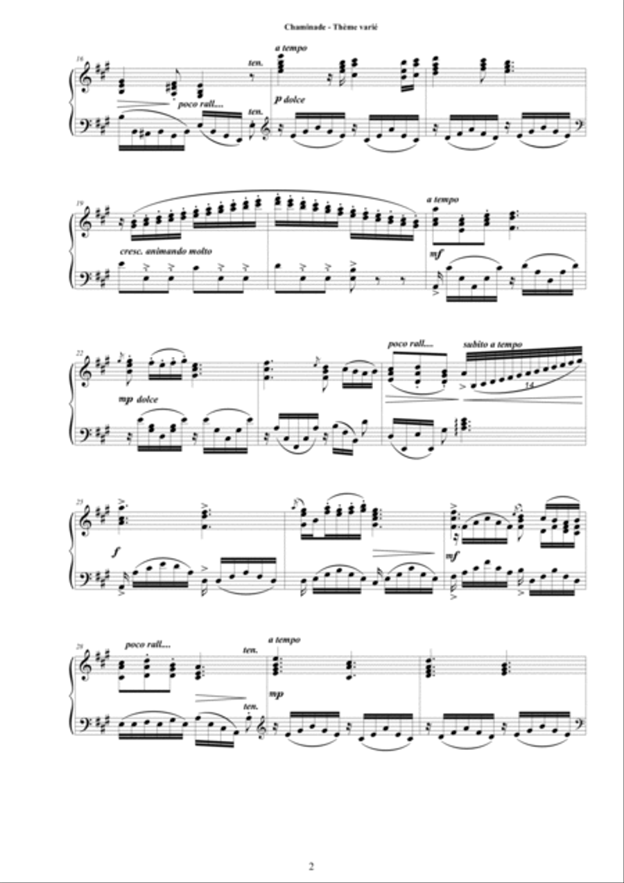 Chaminade - Thème varié - Op.89 - Harpischord or Piano version Harpsichord scores gallery preview page 2