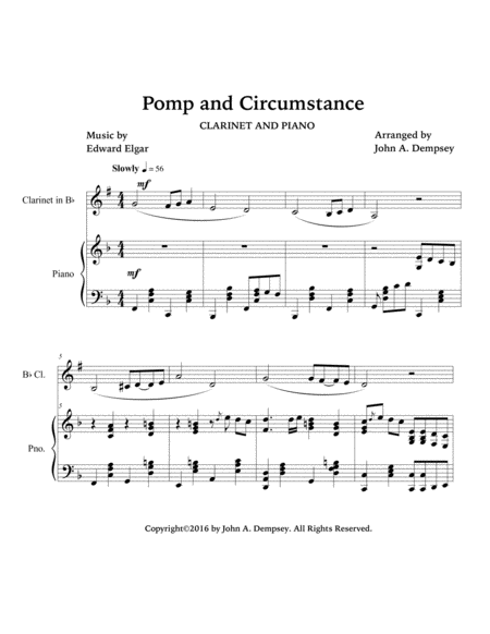 Pomp and Circumstance (Clarinet and Piano) image number null