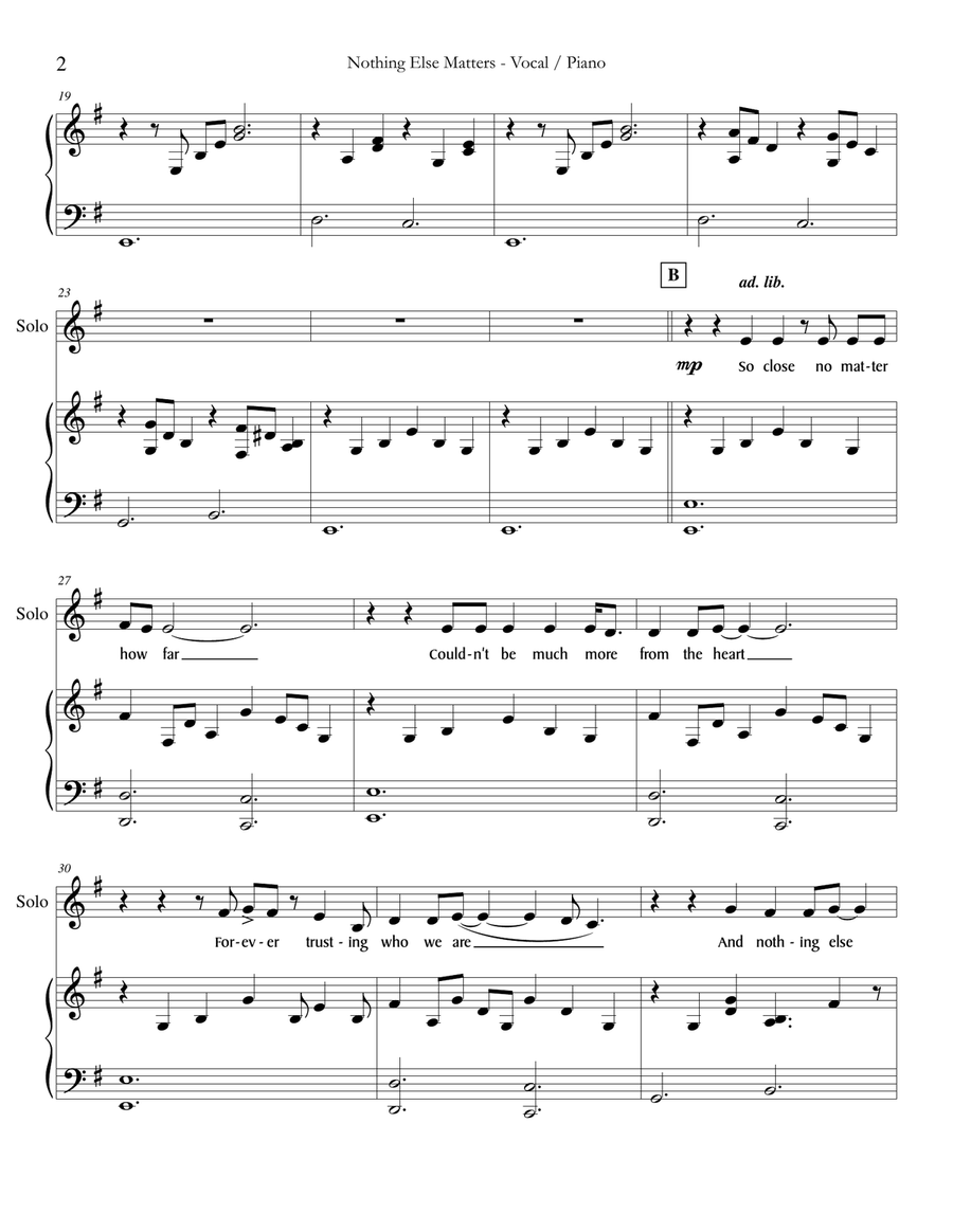 Nothing Else Matters 4-Part scores gallery preview page 2