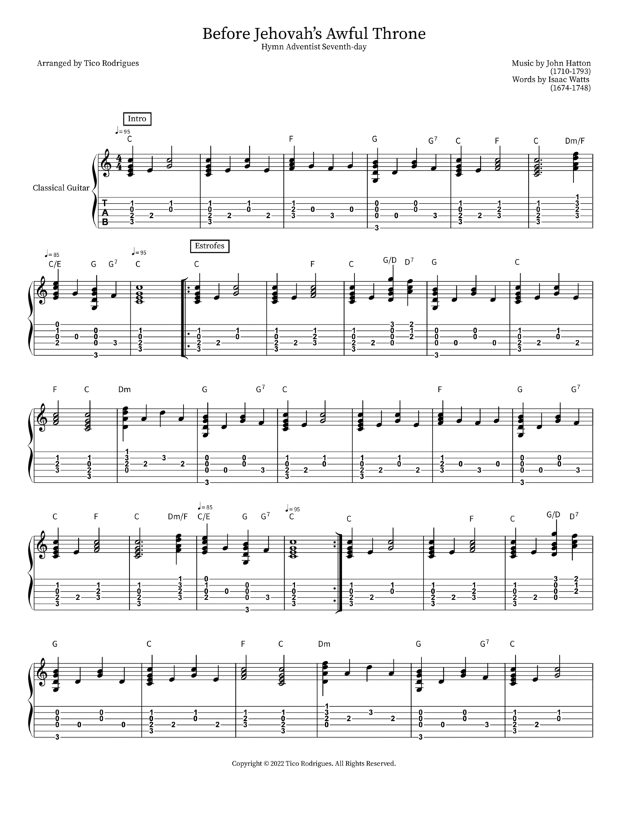 Before Jehovah’s Awful Throne Acoustic Guitar scores gallery preview page 1