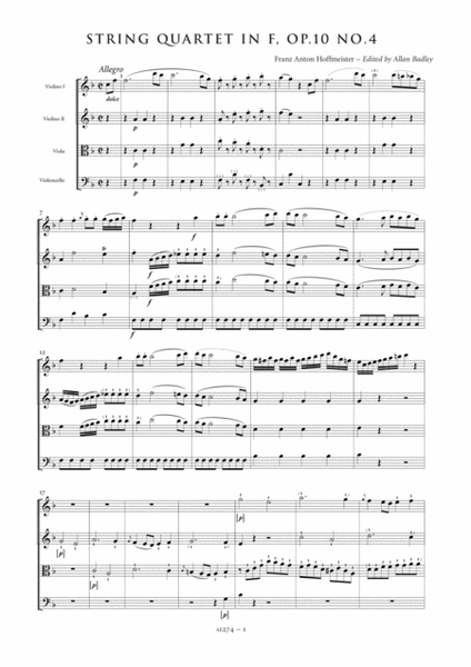 String Quartet in F major, Op. 10, No. 4 - Score Only