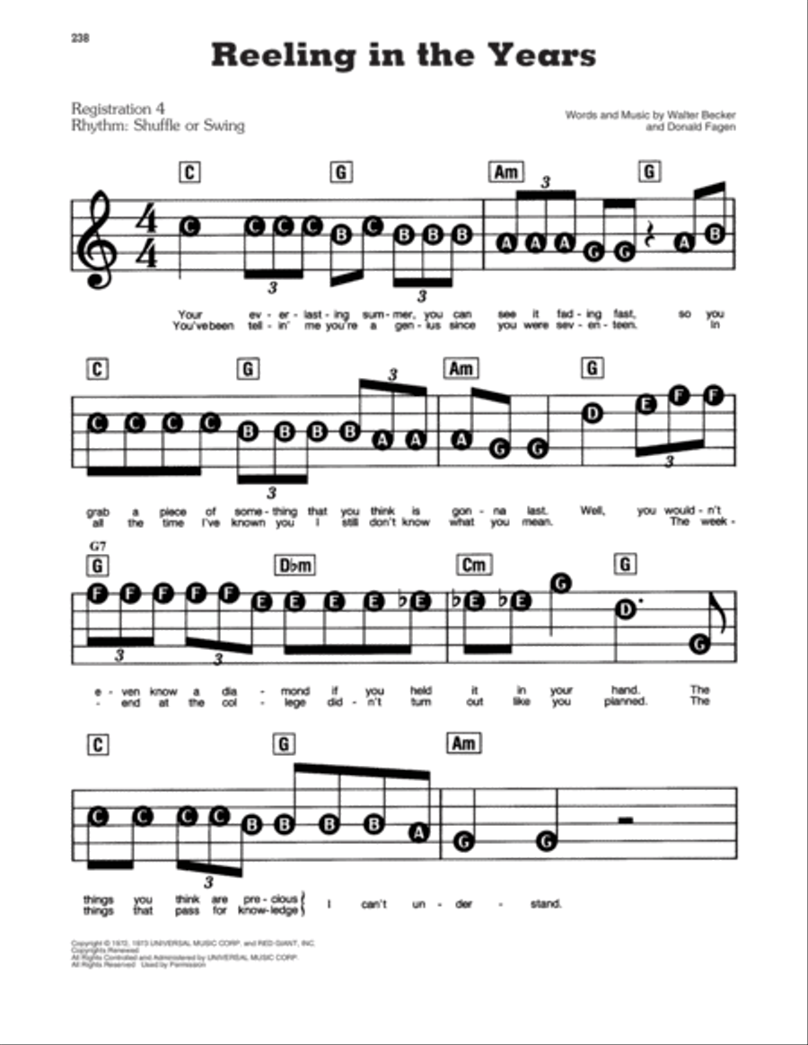 Reeling In The Years Reeling In The Years Electronic Keyboard scores gallery preview page 1