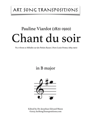 Book cover for VIARDOT: Chant du soir (transposed to B major)