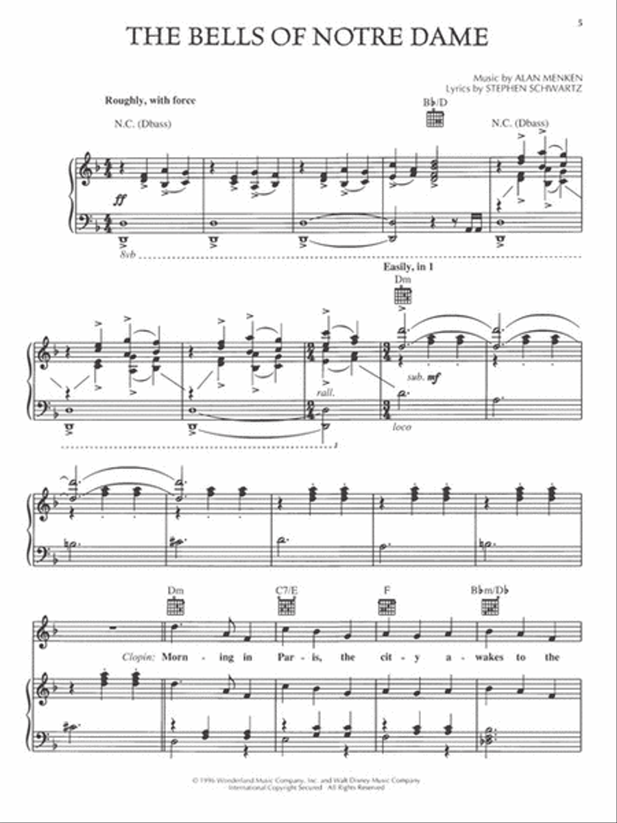 The Hunchback of Notre Dame Piano, Vocal, Guitar scores gallery preview page 3