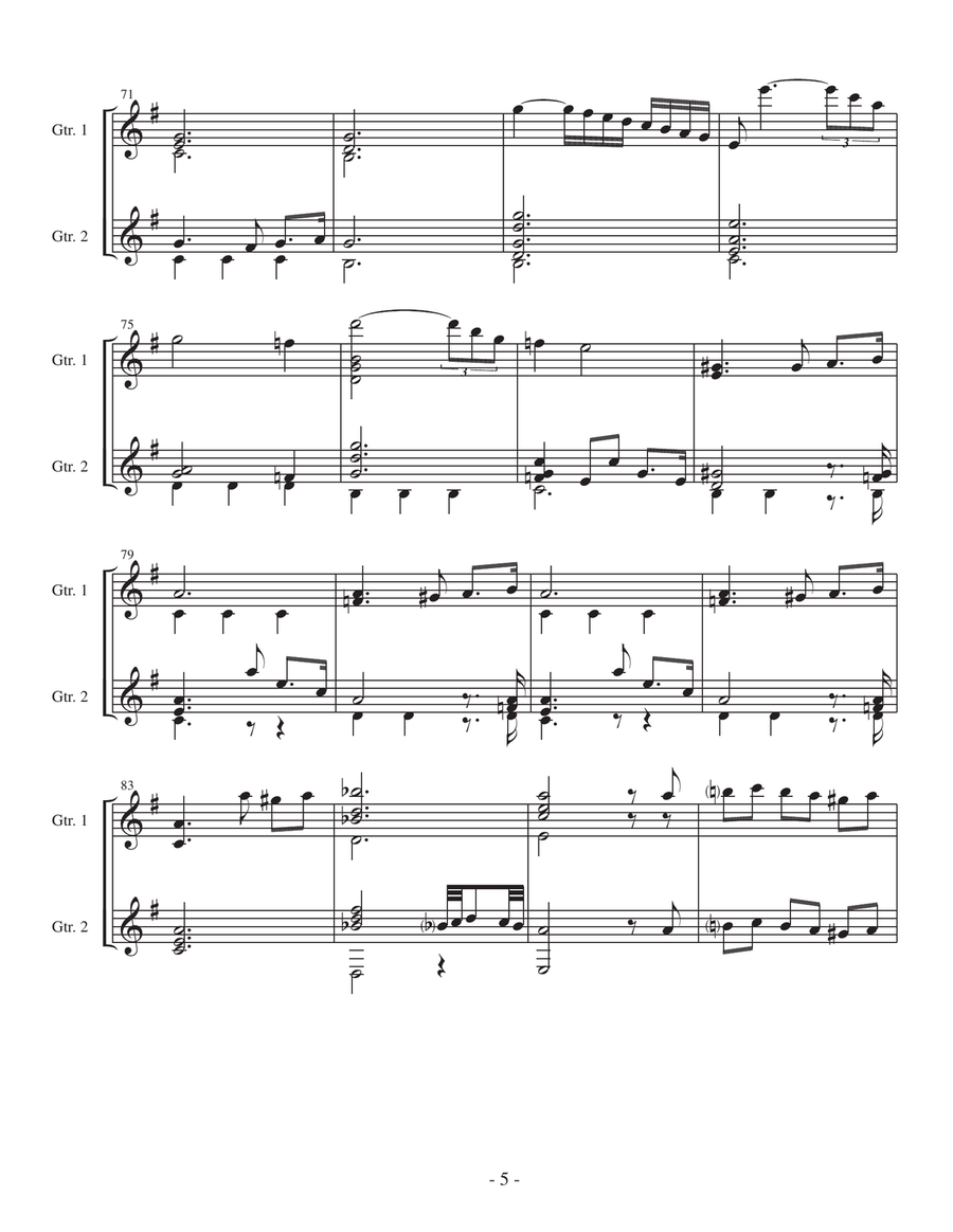 Adagio by Albinoni/Giazotto for classical guitar duo Acoustic Guitar scores gallery preview page 6