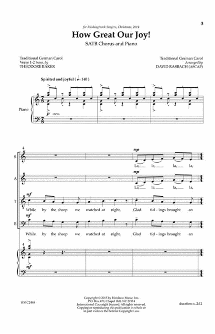 How Great Our Joy How Great Our Joy 4-Part scores gallery preview page 2