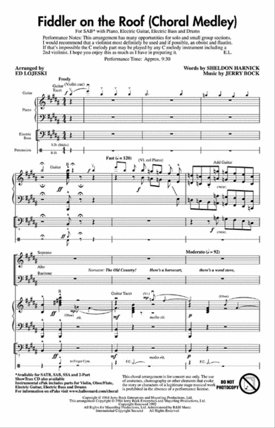 Fiddler on the Roof (Choral Medley) 3-Part scores gallery preview page 2