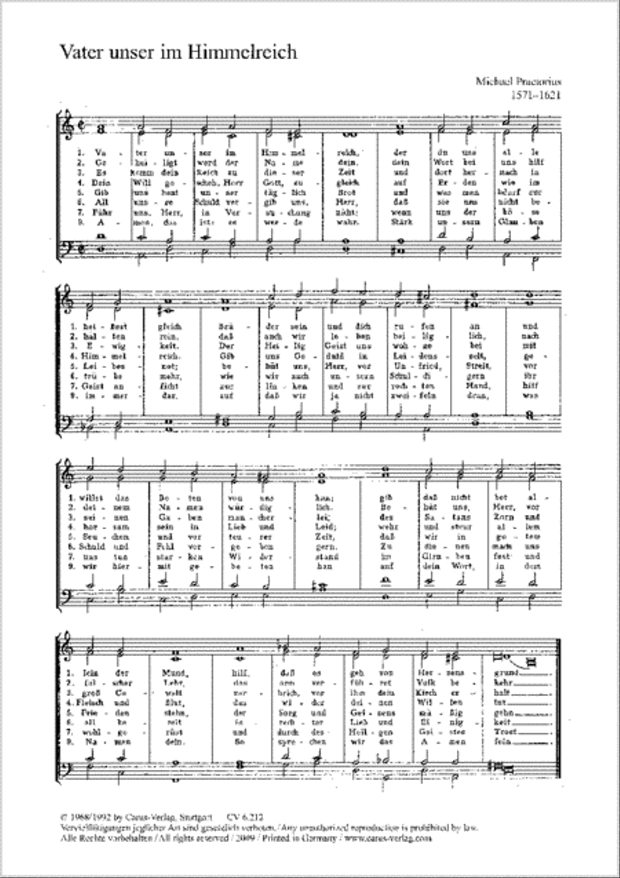In deepest need I cry to you (Aus tiefer Not schrei ich zu dir) by Michael Praetorius Score - Sheet Music