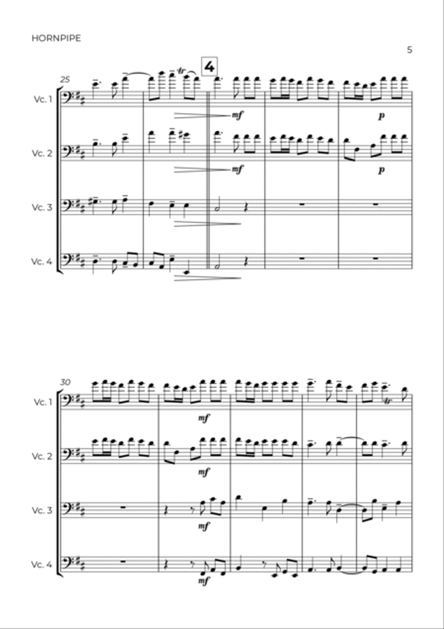 HORNPIPE - HANDEL - CELLO QUARTET.pdf String Quartet scores gallery preview page 5