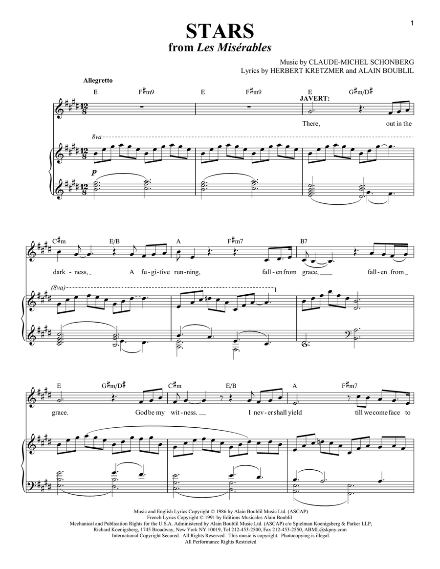 Stars (from Les Miserables) Baritone Horn TC scores gallery preview page 1