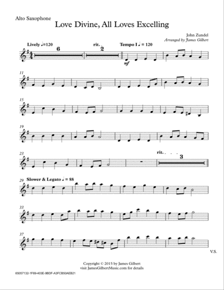 Love Divine, All Loves Excelling Alto Saxophone scores gallery preview page 6