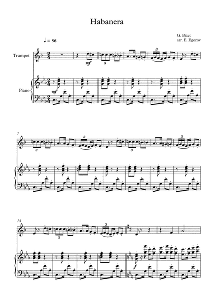 Habanera, Georges Bizet, For Trumpet & Piano image number null