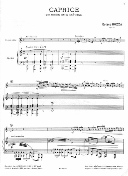 Caprice by Eugene Bozza Trumpet Solo - Sheet Music