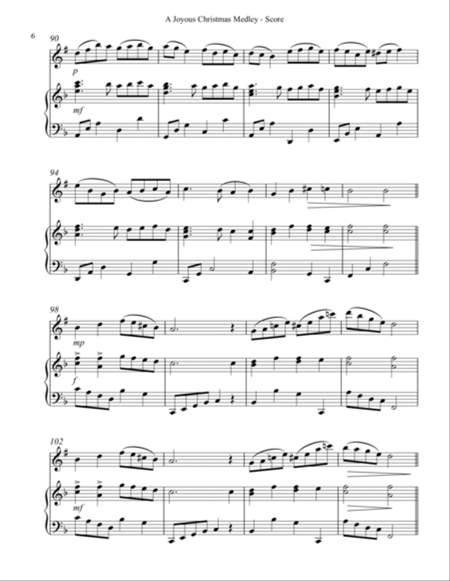 A Joyous Christmas Medley, Duet for Clarinet & Harp Clarinet scores gallery preview page 6