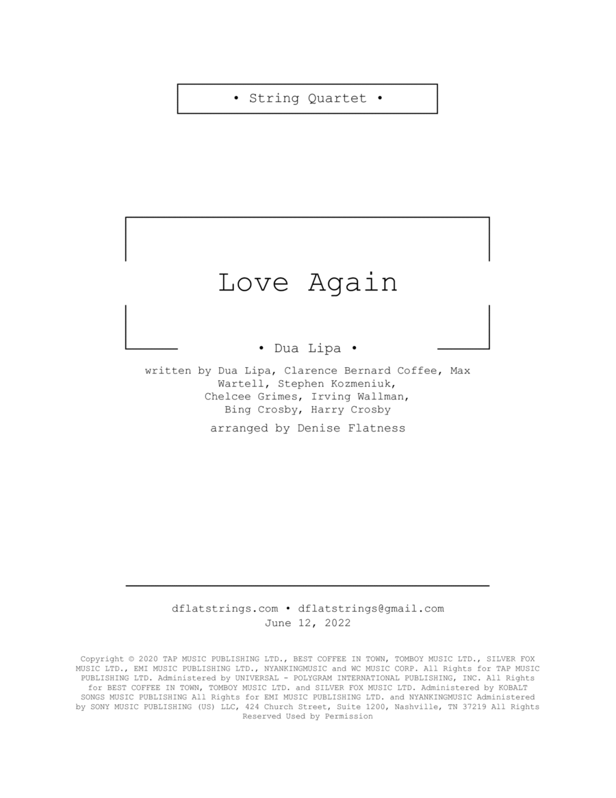 Love Again Love Again String Quartet scores gallery preview page 1