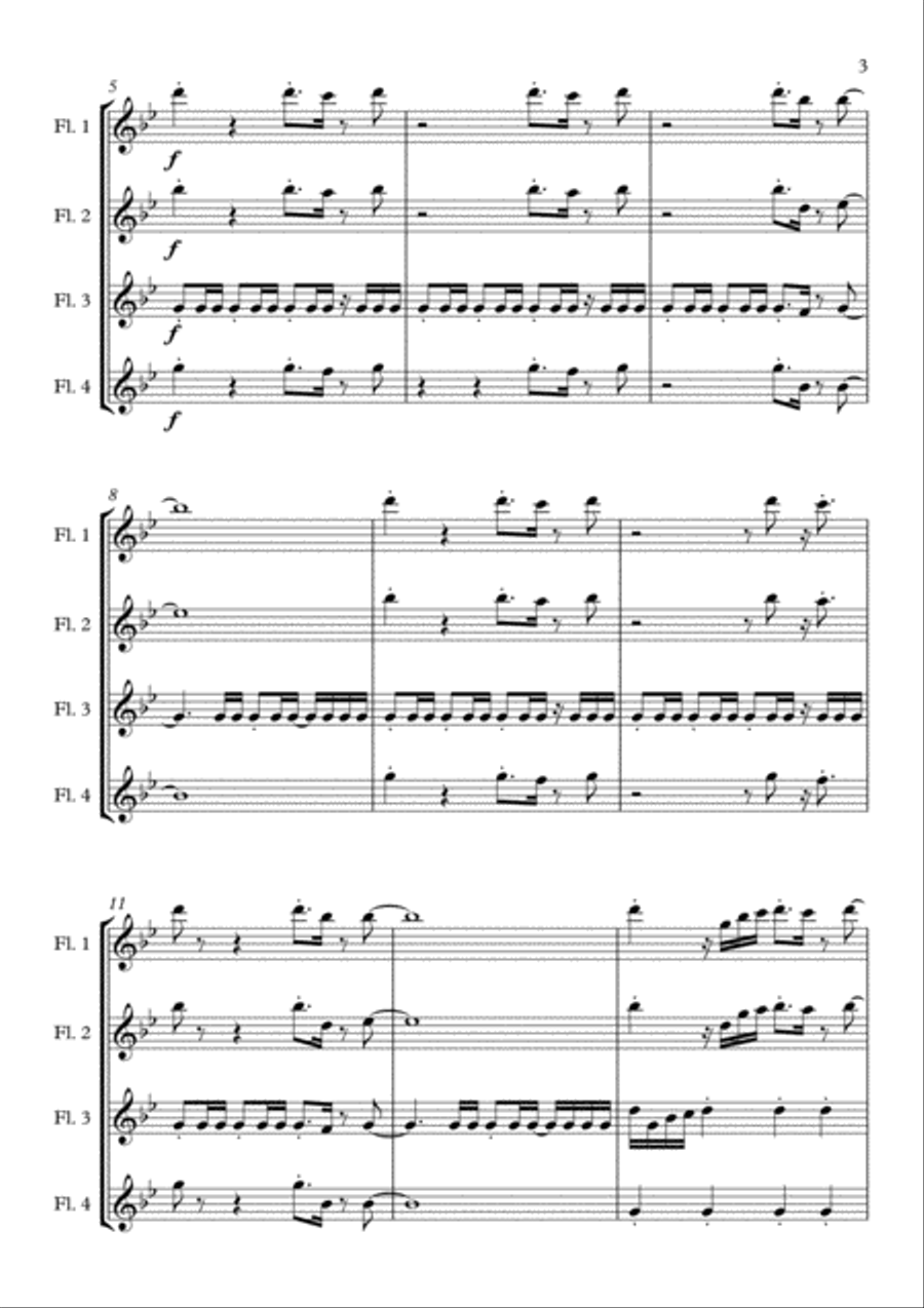 Eye Of The Tiger Flute Quartet scores gallery preview page 3