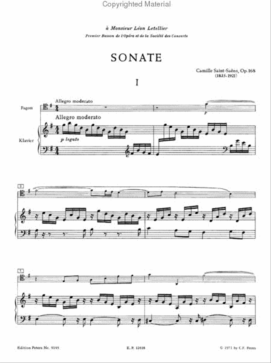 Sonata, Op. 168 - Bassoon and Piano