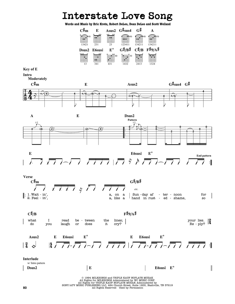 Interstate Love Song Electric Guitar scores gallery preview page 1