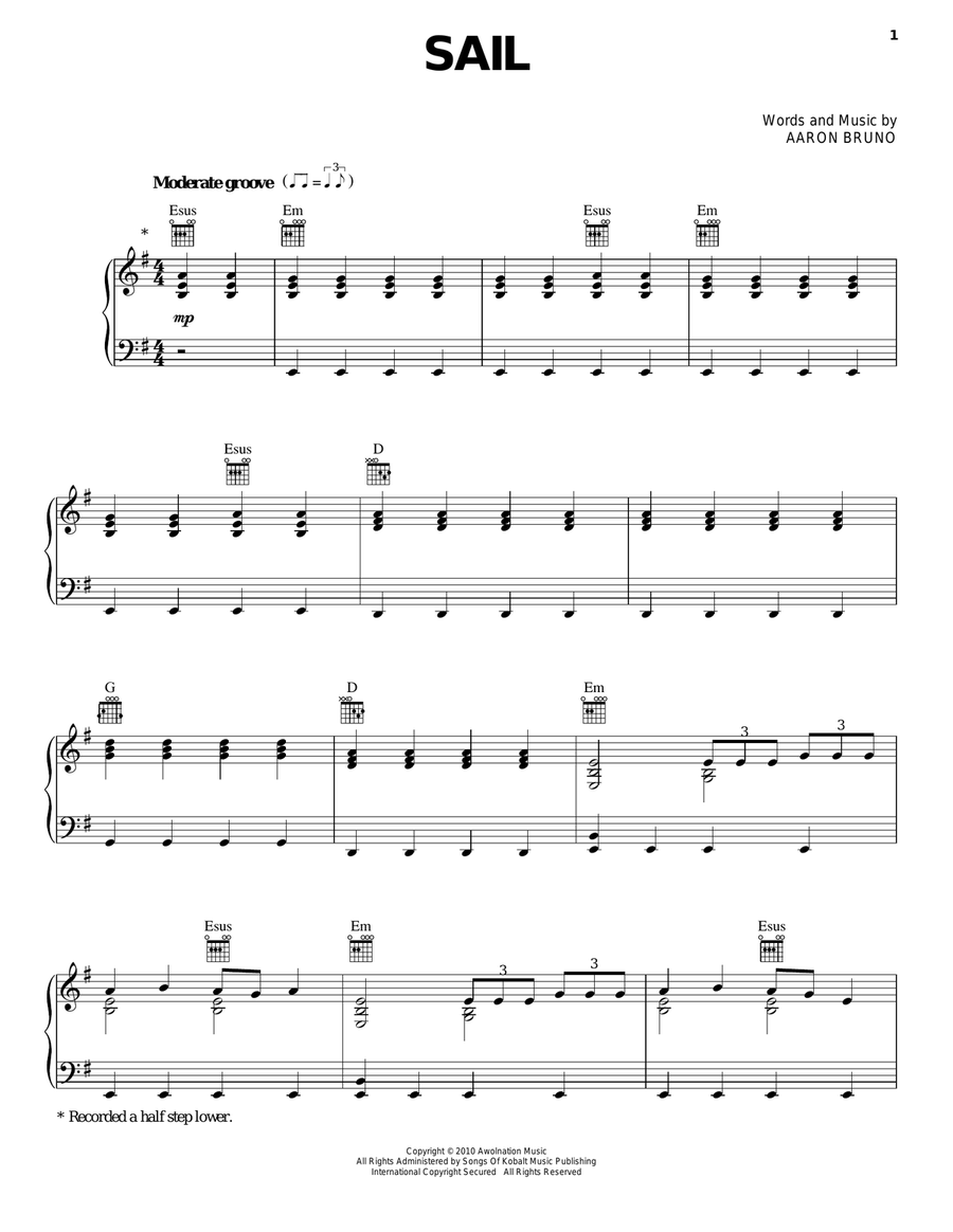 Sail Acoustic Guitar scores gallery preview page 1