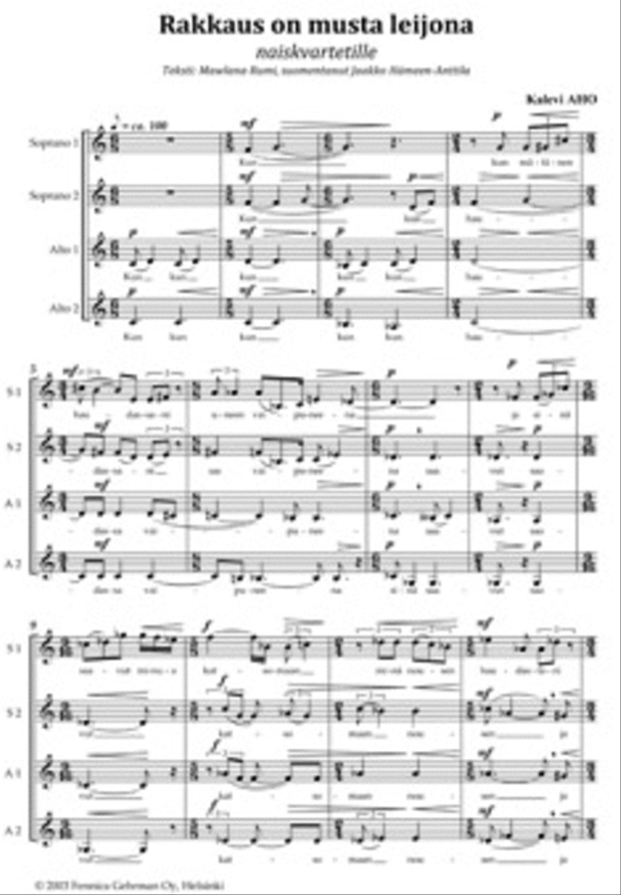 Rakkaus on musta leijona Women's Choir scores gallery preview page 1