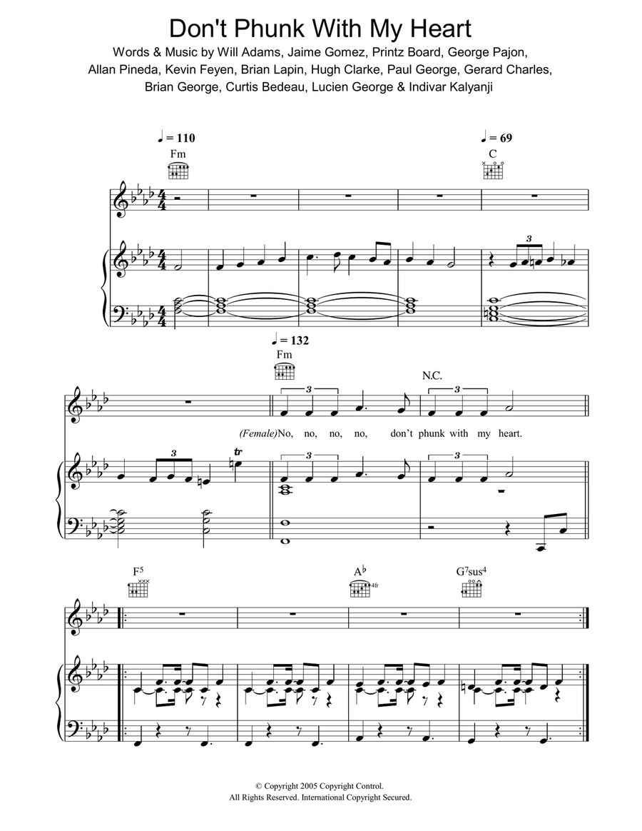 Don't Phunk With My Heart Acoustic Guitar scores gallery preview page 1