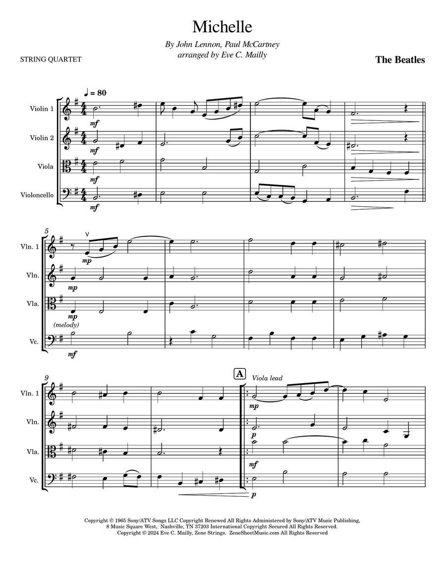 Michelle String Quartet scores gallery preview page 1