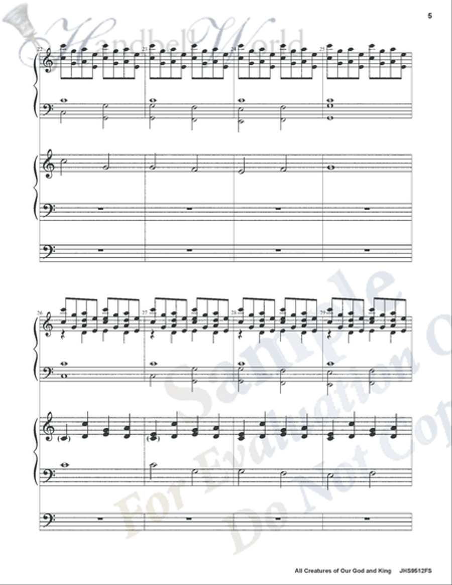 All Creatures of Our God and King Handbell Choir scores gallery preview page 4