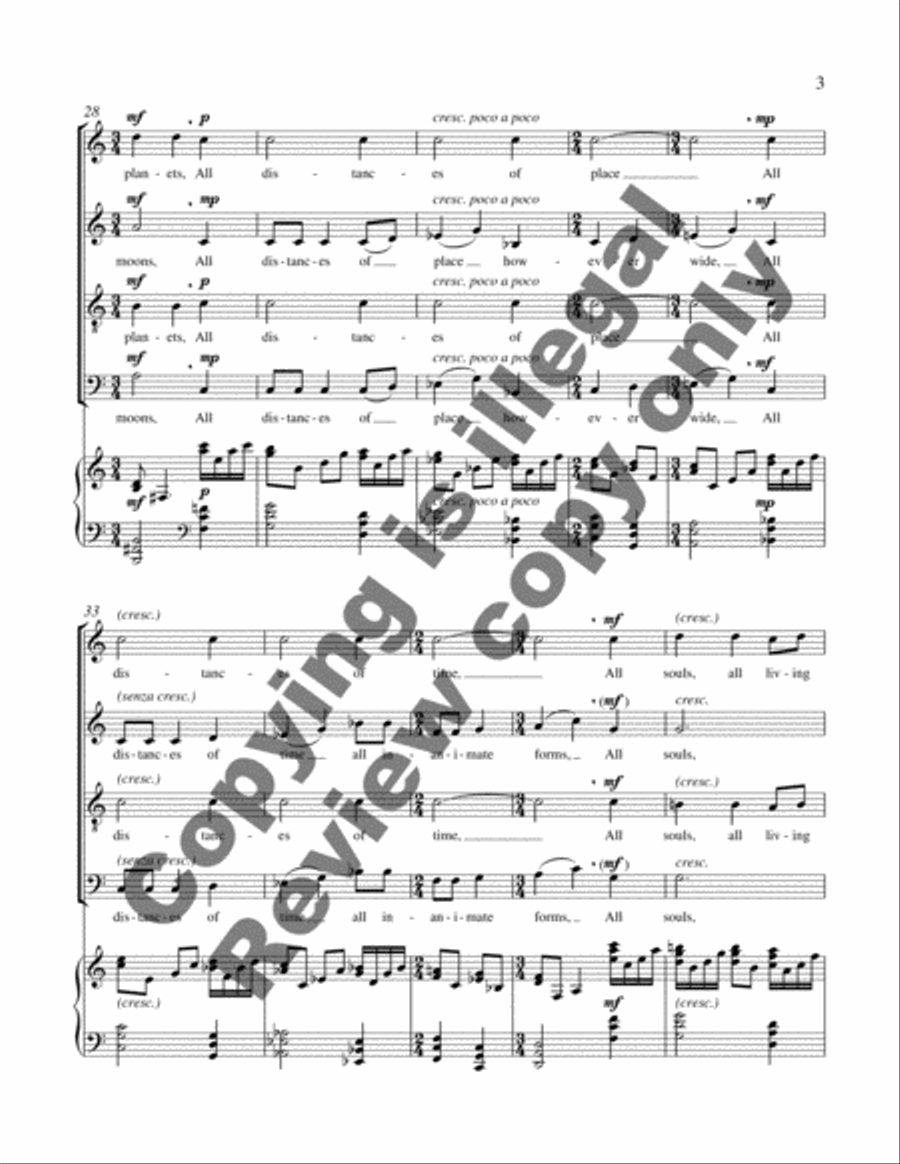 On the Beach at Night Alone 4-Part scores gallery preview page 4
