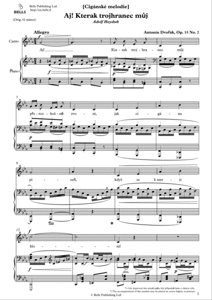 Aj! Kterak trojhranec muj, Op. 55 No. 2 (C minor) Voice Solo scores gallery preview page 1