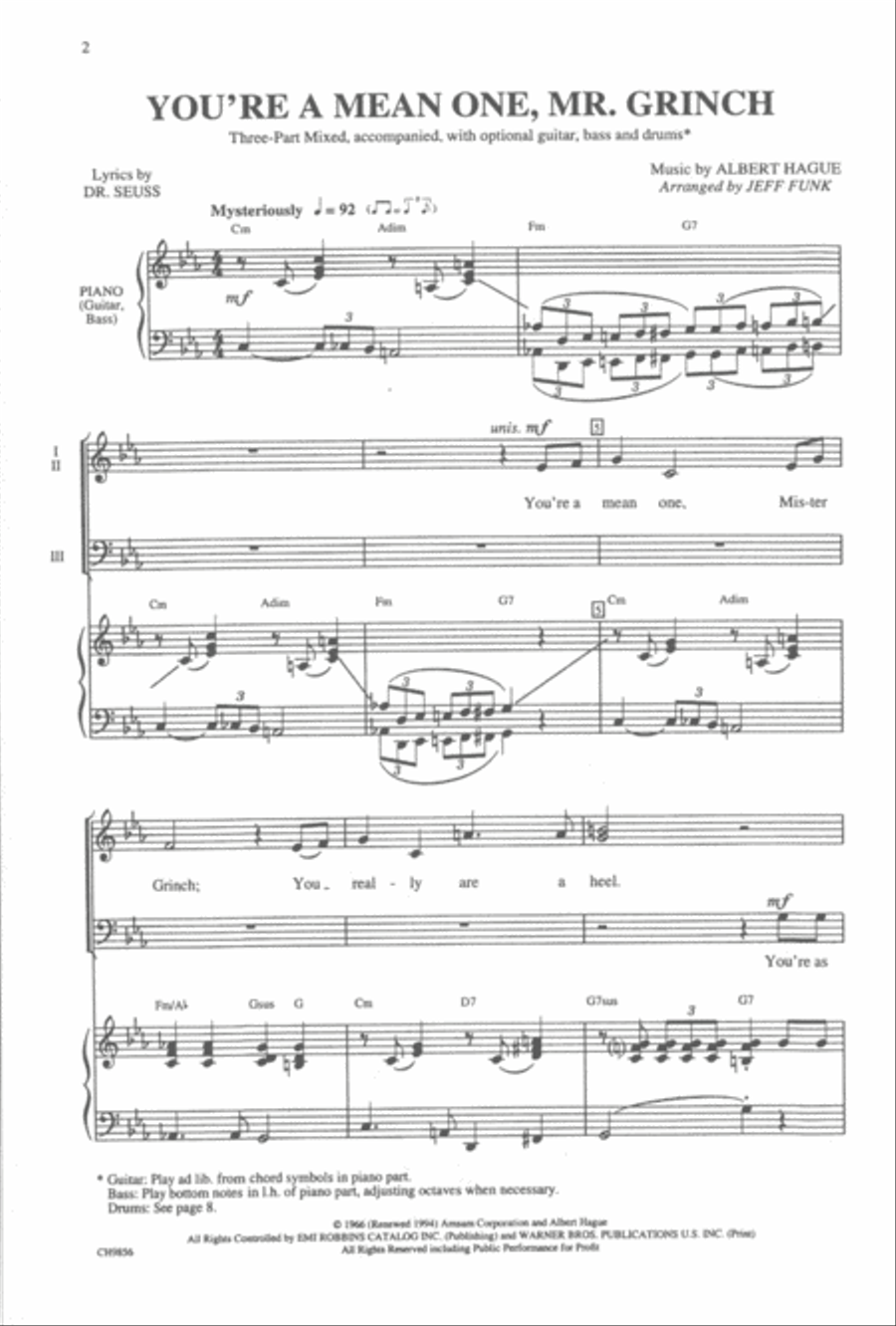 You're a Mean One, Mr. Grinch 3-Part scores gallery preview page 2
