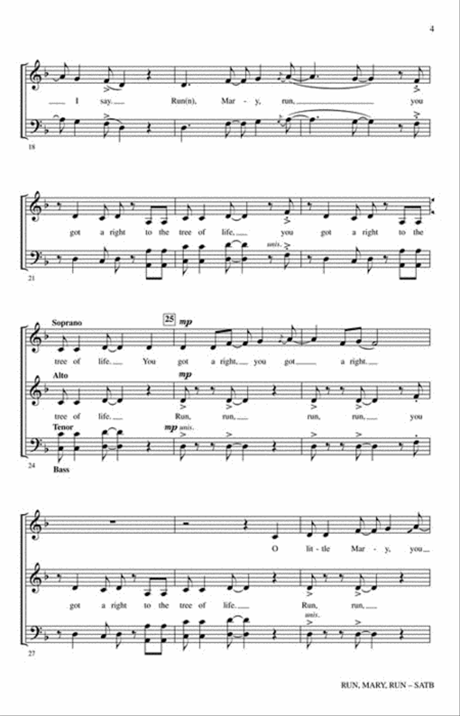 Run, Mary, Run 4-Part scores gallery preview page 3