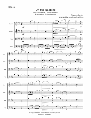 Puccini, G. - Oh Mio Babbino for String Quartet
