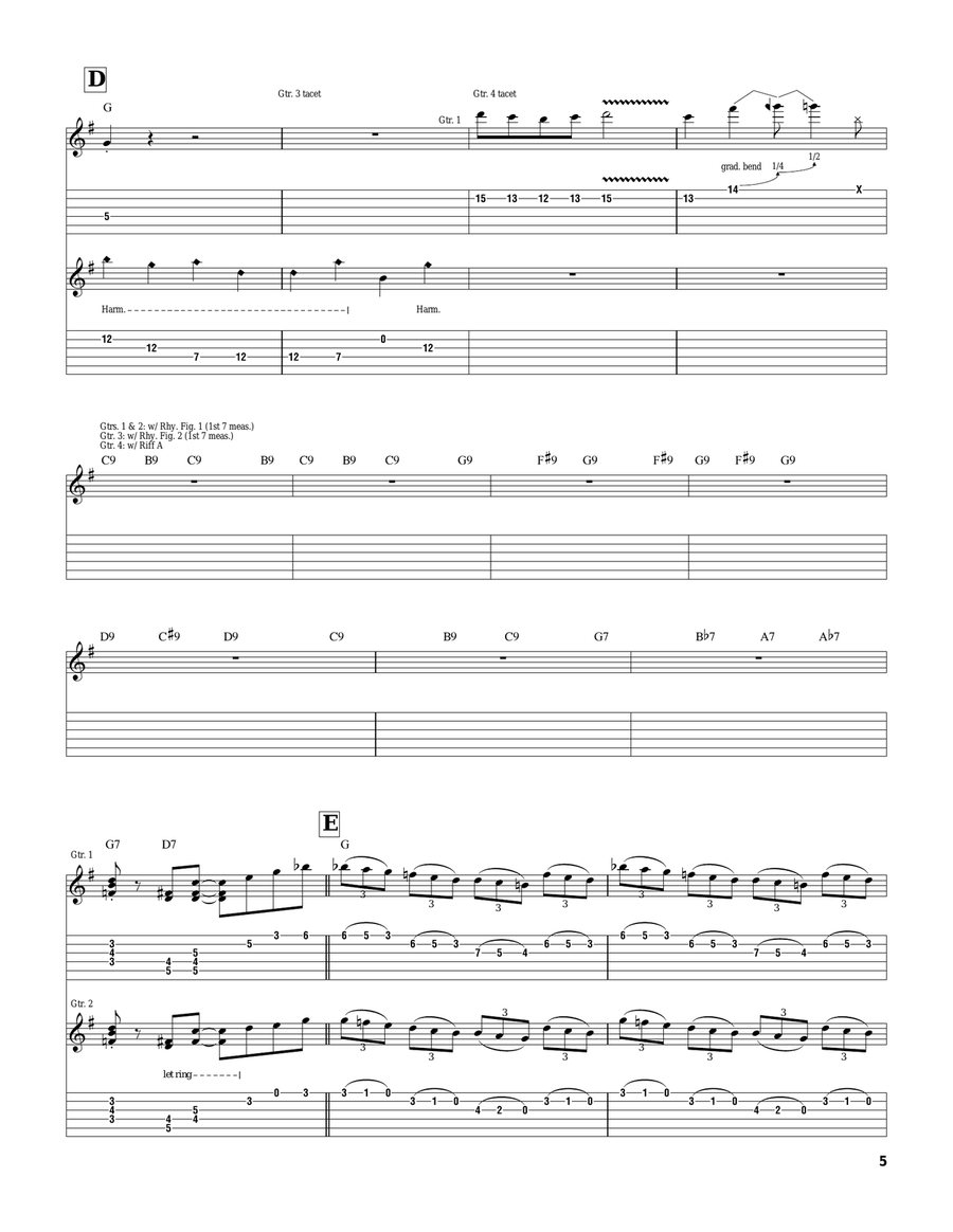 Jeff's Boogie Jeff's Boogie Guitar Tablature scores gallery preview page 5