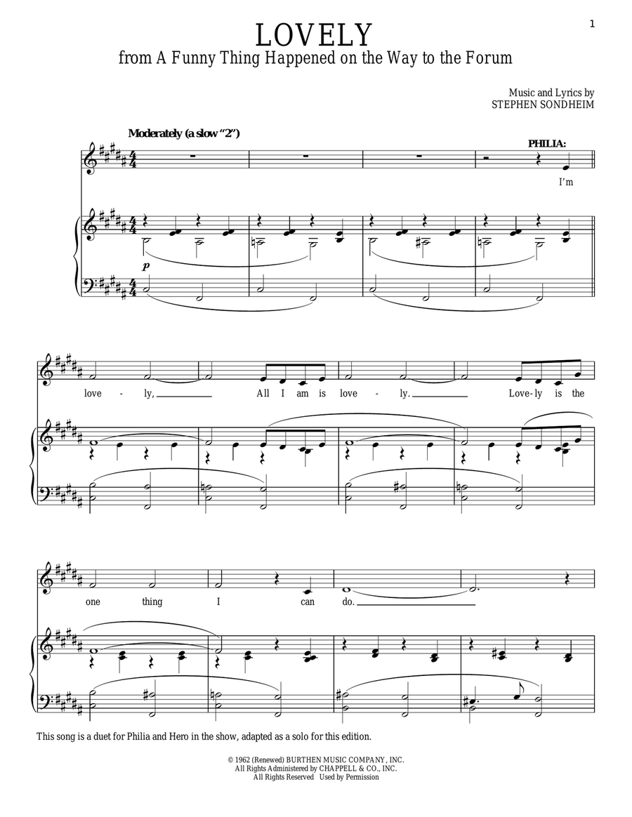 Lovely (from A Funny Thing Happened On The Way To The Forum) Piano, Vocal scores gallery preview page 1