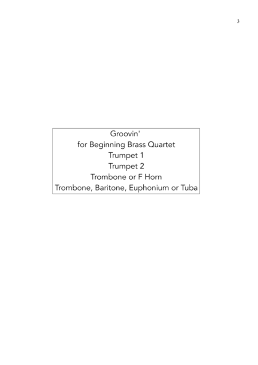 Groovin' - For Young Brass Quartet Groovin' - For Young Brass Quartet Brass Quartet scores gallery preview page 3