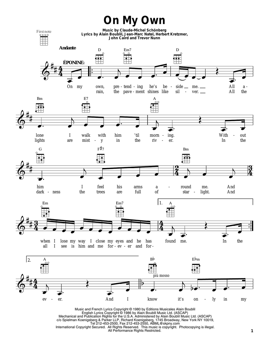 On My Own Ukulele scores gallery preview page 1