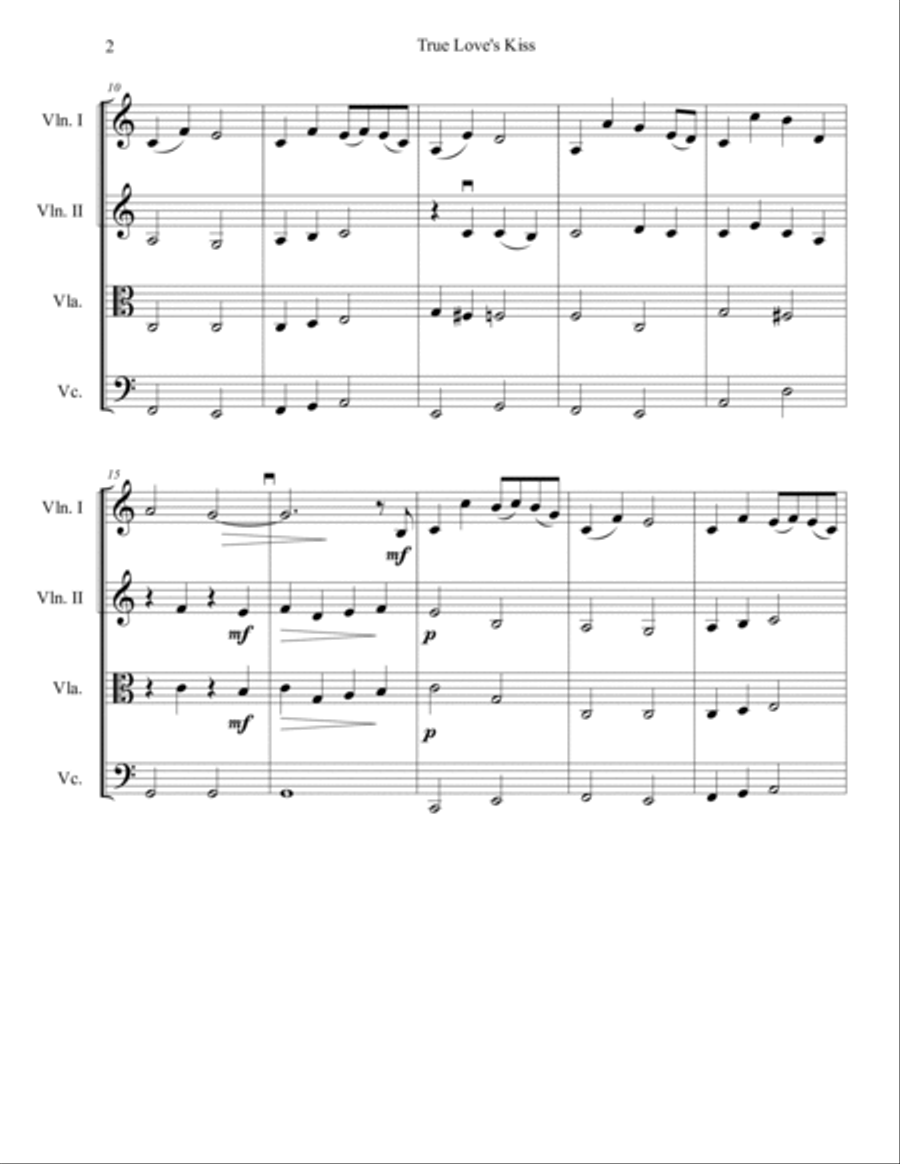 True Love's Kiss True Love's Kiss String Quartet scores gallery preview page 3