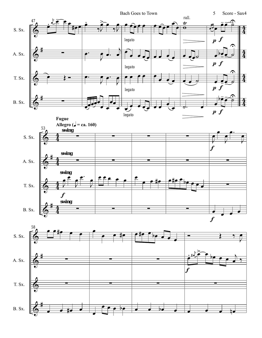 Bach Goes To Town Saxophone Quartet scores gallery preview page 6