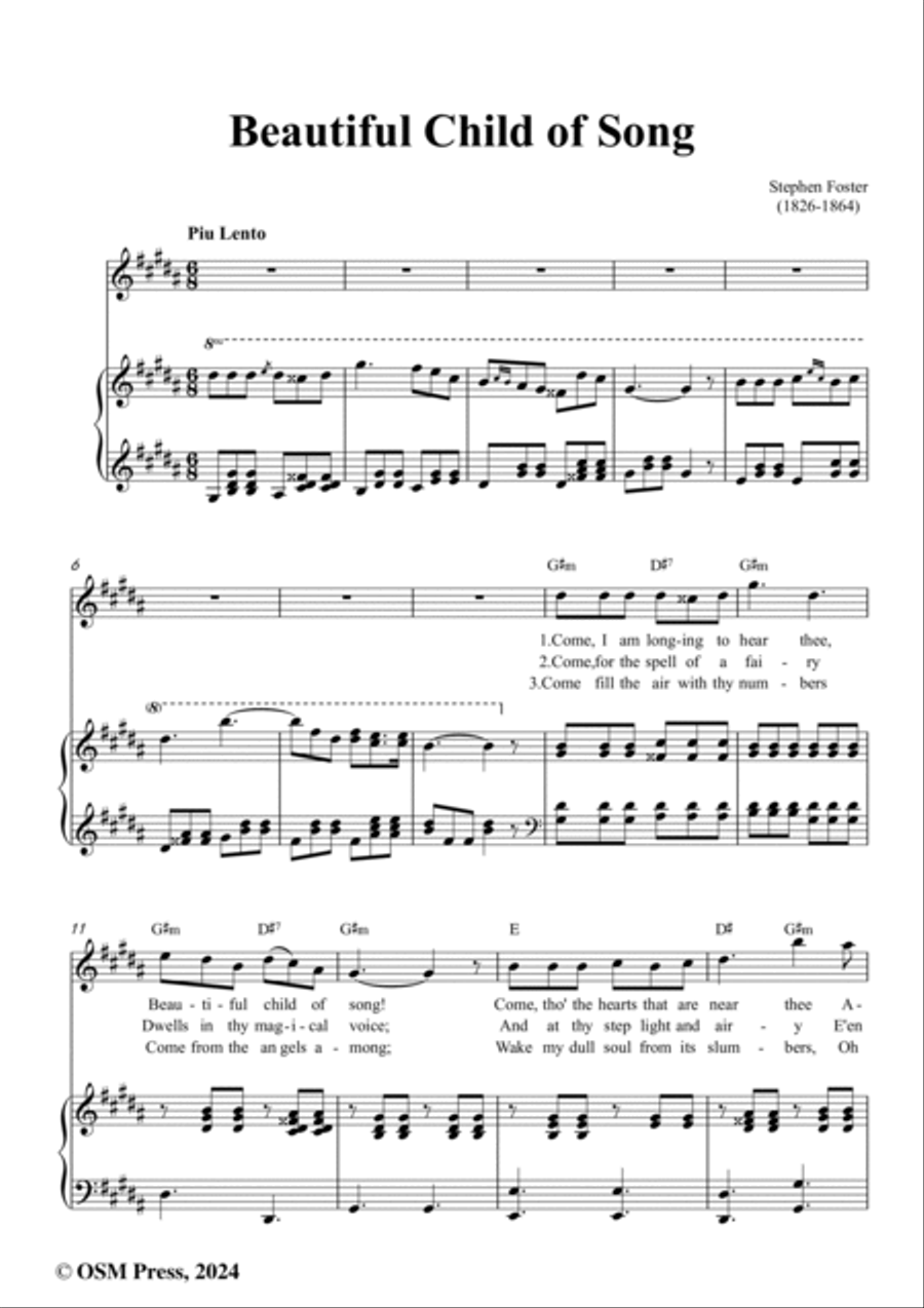 S. Foster-Beautiful Child of Song,in B Major Voice scores gallery preview page 2