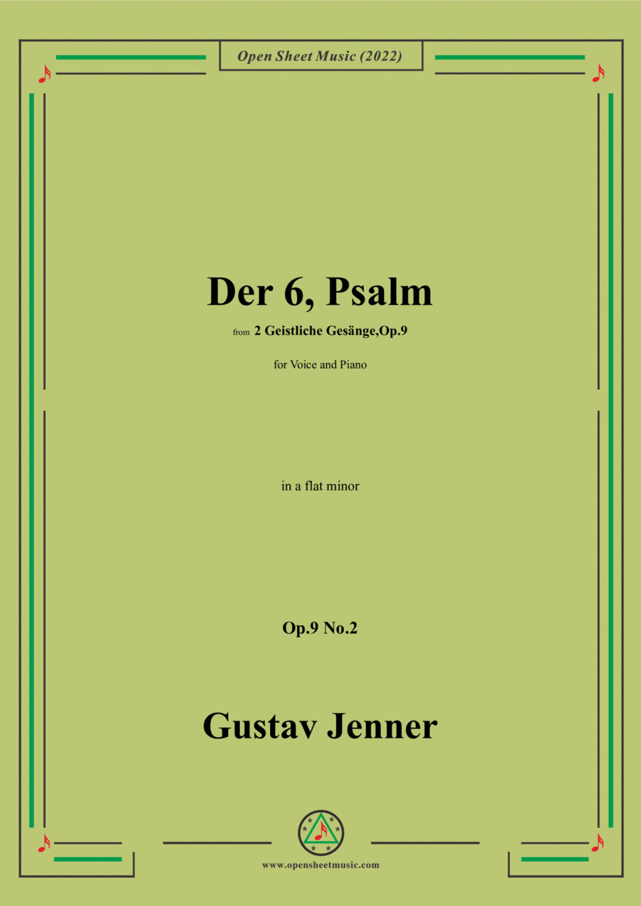 Jenner-Der 6,Psalm,in a flat minor,Op.9 No.2 Voice scores gallery preview page 1