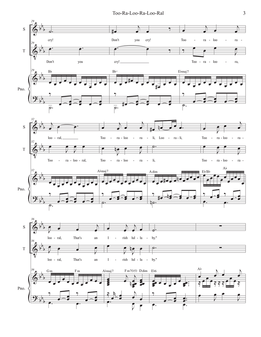 Too-Ra-Loo-Ra-Loo-Ral (That's an Irish Lullaby) (for 2-part choir - (Soprano & Tenor) 2-Part scores gallery preview page 3