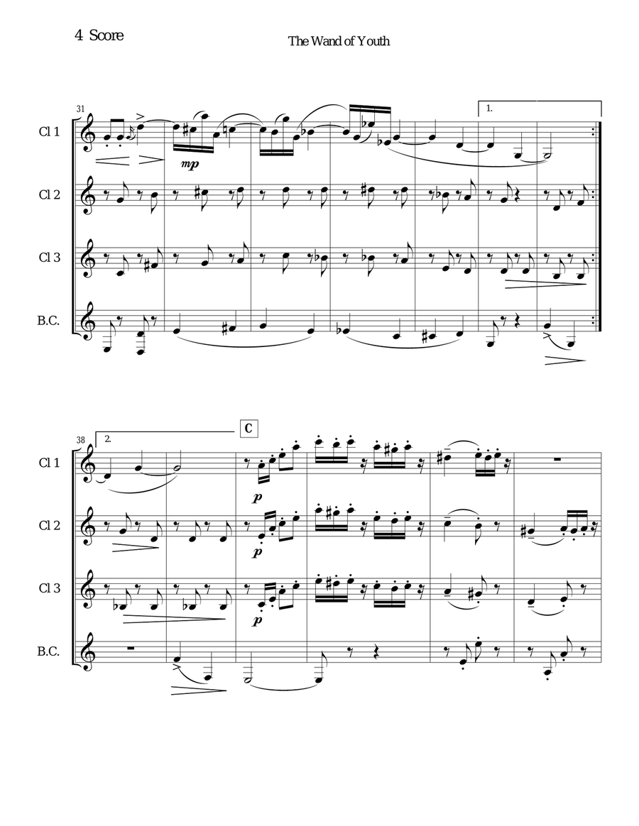 Wand of Youth Selections for clarinet quartet Clarinet Quartet scores gallery preview page 4