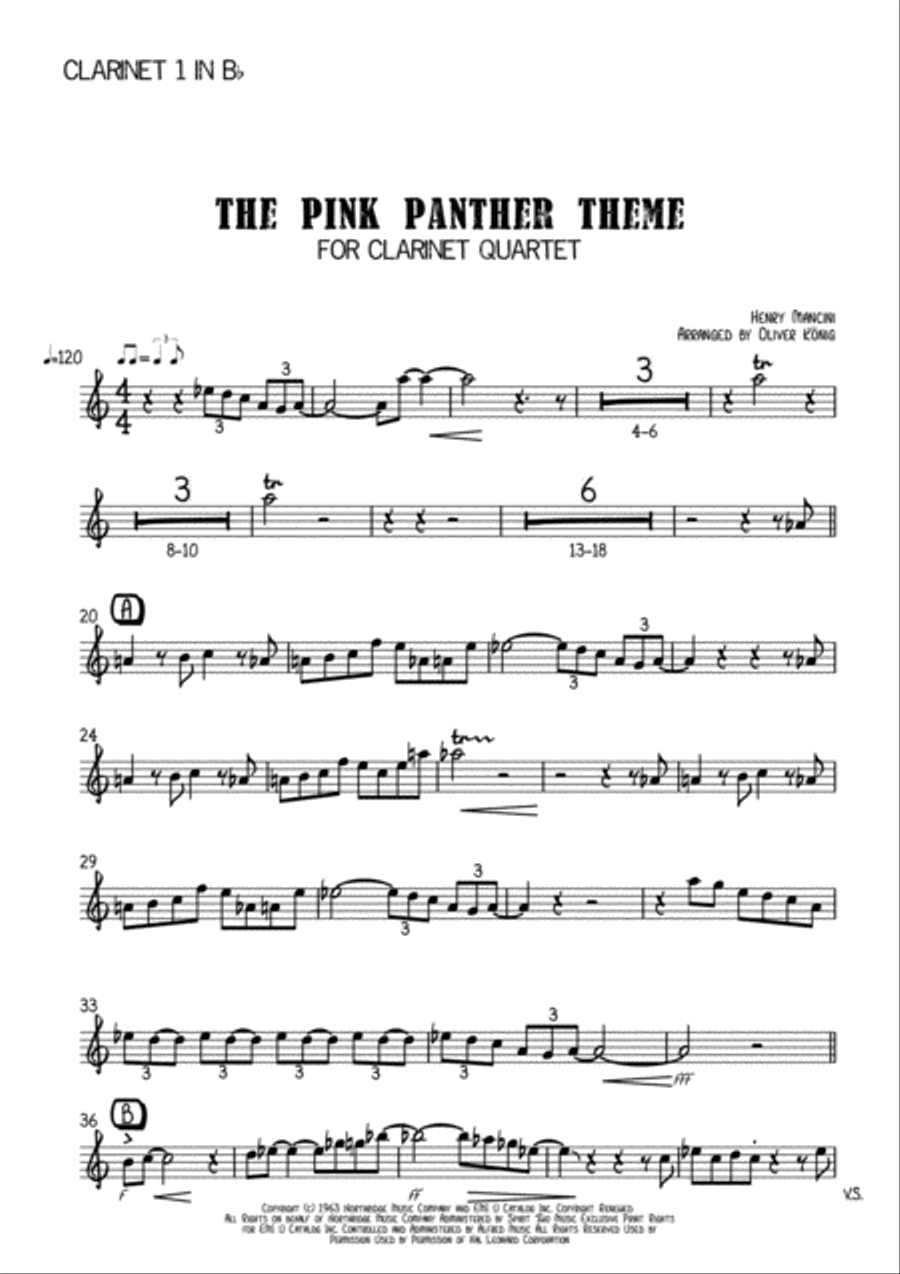 The Pink Panther from THE PINK PANTHER Woodwind Quartet scores gallery preview page 3