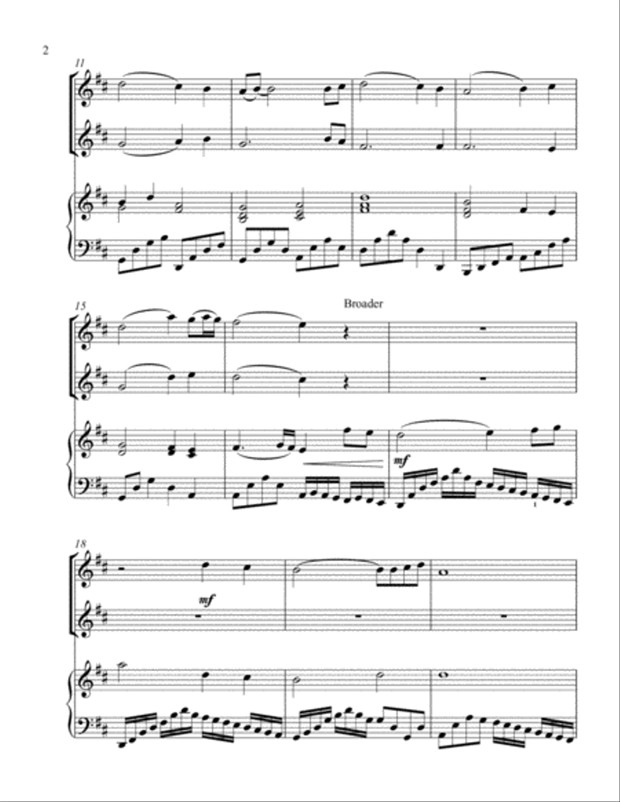 Pachelbel's Noel (treble C instrument duet) Piano scores gallery preview page 3