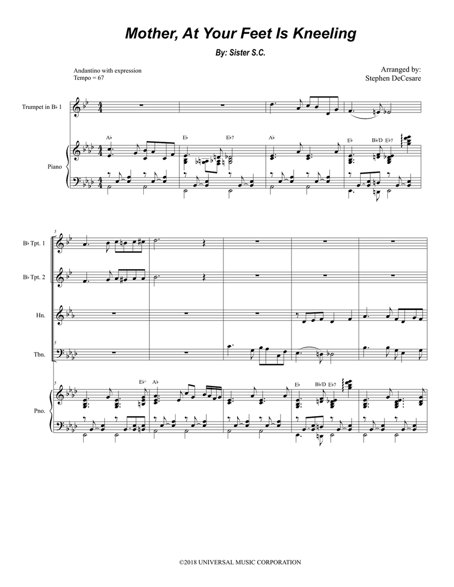 Mother At Your Feet Is Kneeling Brass Ensemble scores gallery preview page 1