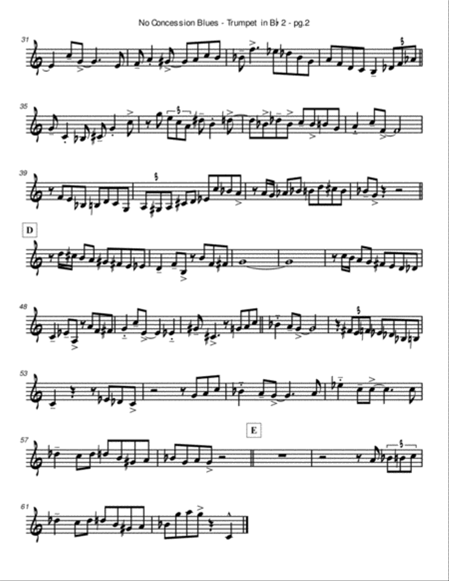 No Concession Blues for Trumpet Quartet by Eddie Lewis Brass Ensemble scores gallery preview page 6