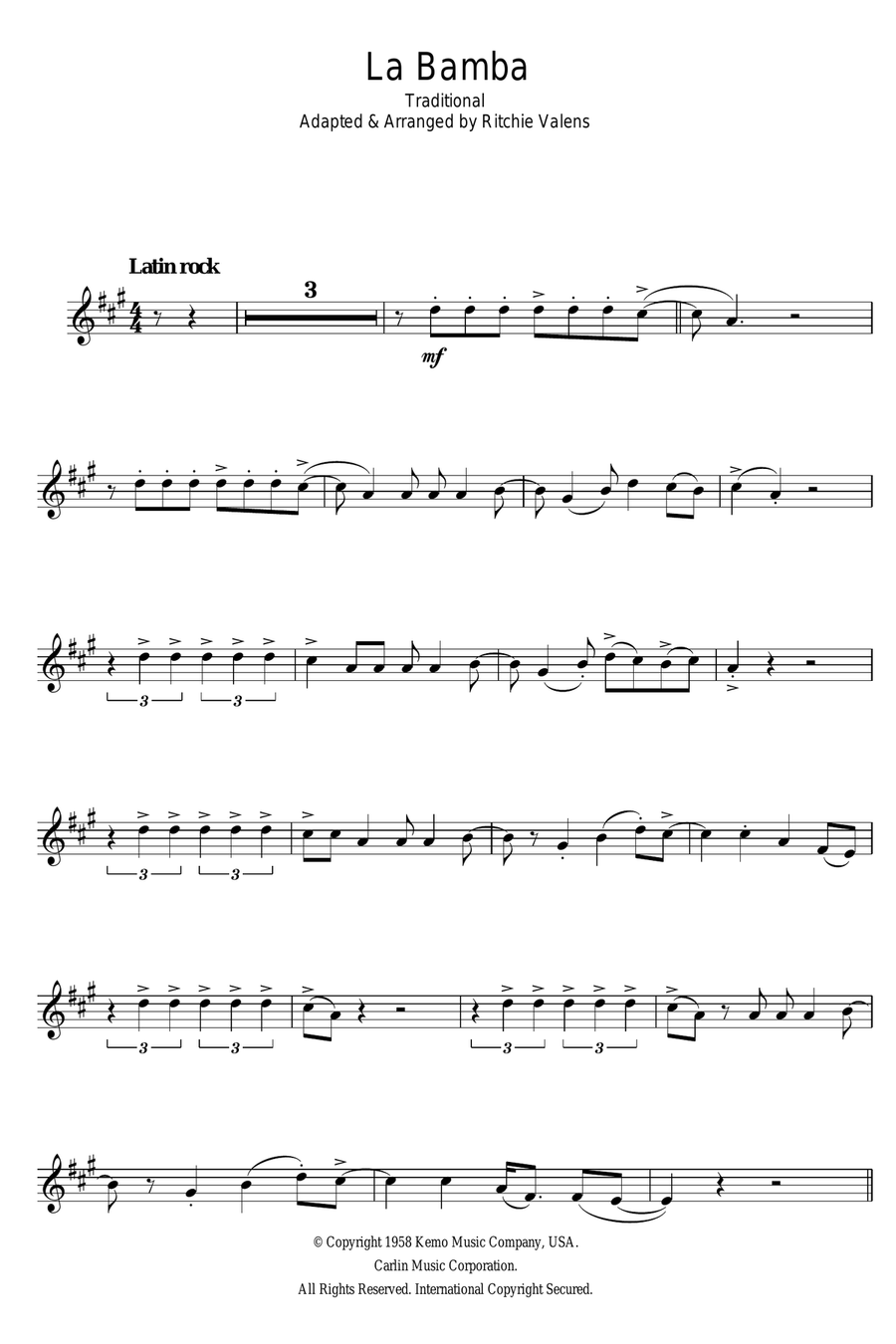 La Bamba Alto Saxophone scores gallery preview page 1